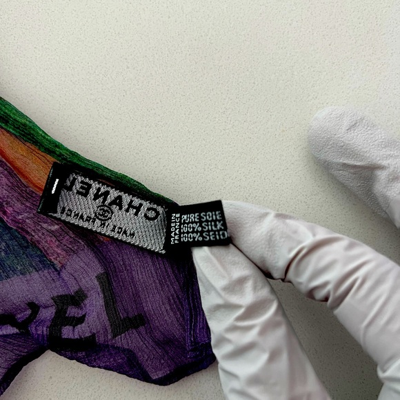 NWOT Chanel long silk scarf. Multi color. - Picture 8 of 10